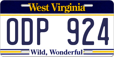 WV license plate ODP924