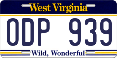 WV license plate ODP939