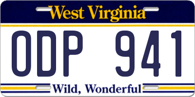 WV license plate ODP941