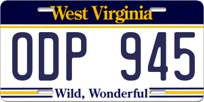 WV license plate ODP945