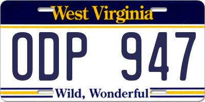 WV license plate ODP947