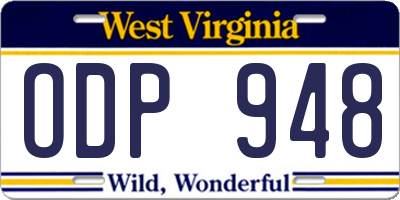 WV license plate ODP948