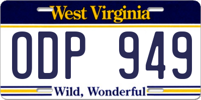 WV license plate ODP949