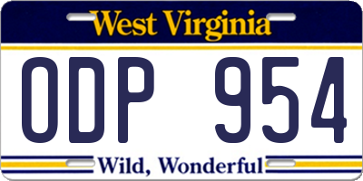 WV license plate ODP954
