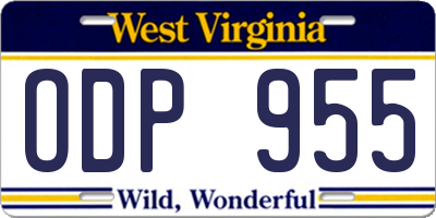 WV license plate ODP955