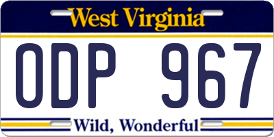 WV license plate ODP967