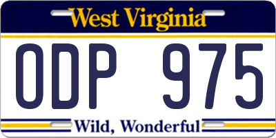 WV license plate ODP975