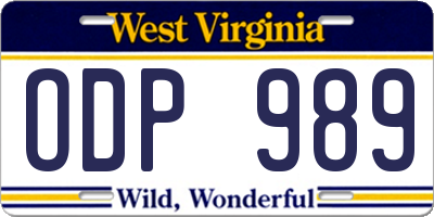 WV license plate ODP989
