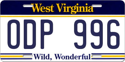WV license plate ODP996