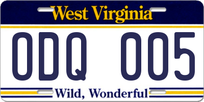 WV license plate ODQ005