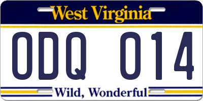WV license plate ODQ014