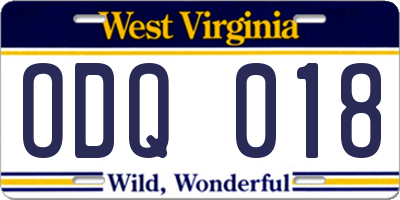 WV license plate ODQ018