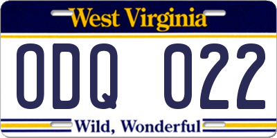 WV license plate ODQ022