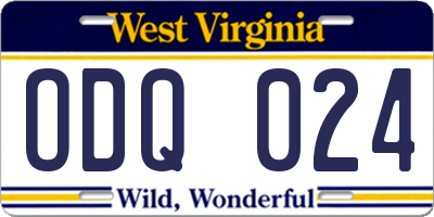 WV license plate ODQ024