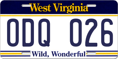 WV license plate ODQ026