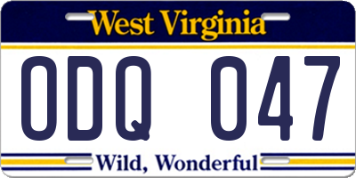 WV license plate ODQ047