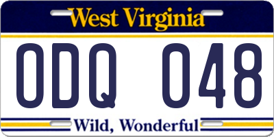 WV license plate ODQ048
