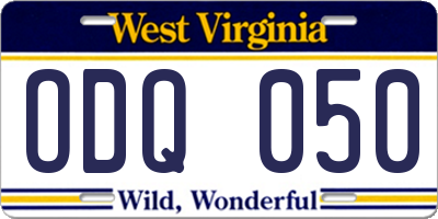 WV license plate ODQ050