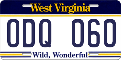 WV license plate ODQ060