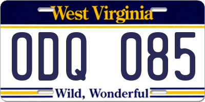 WV license plate ODQ085