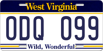 WV license plate ODQ099