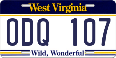 WV license plate ODQ107