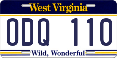 WV license plate ODQ110