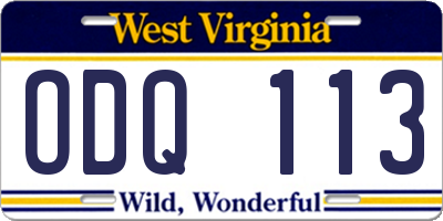 WV license plate ODQ113