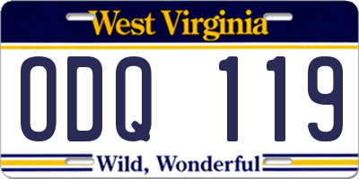 WV license plate ODQ119