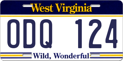 WV license plate ODQ124