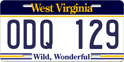WV license plate ODQ129