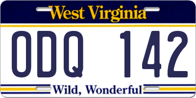WV license plate ODQ142