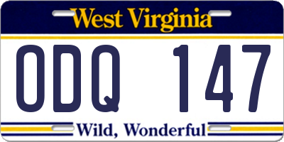 WV license plate ODQ147
