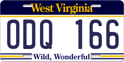 WV license plate ODQ166