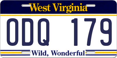 WV license plate ODQ179