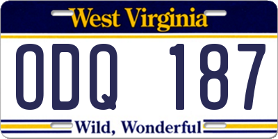 WV license plate ODQ187