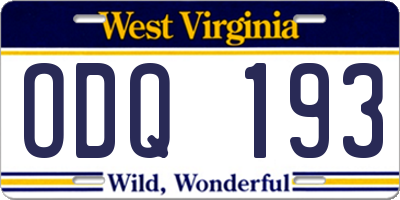WV license plate ODQ193