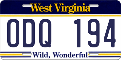 WV license plate ODQ194