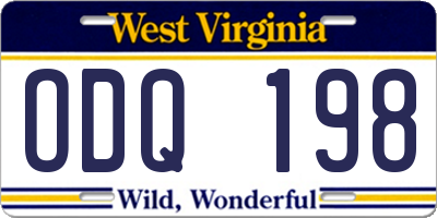 WV license plate ODQ198