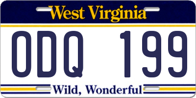 WV license plate ODQ199