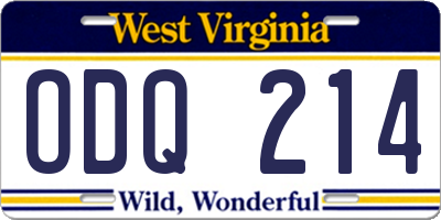 WV license plate ODQ214
