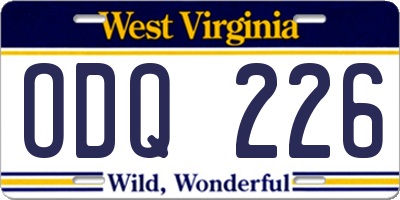 WV license plate ODQ226
