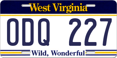 WV license plate ODQ227