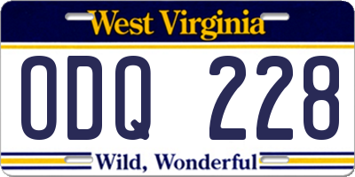 WV license plate ODQ228