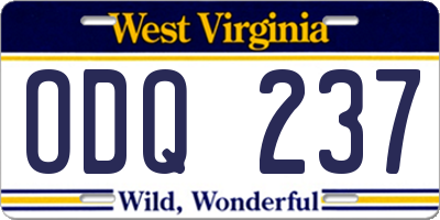WV license plate ODQ237