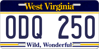 WV license plate ODQ250