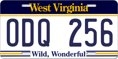 WV license plate ODQ256