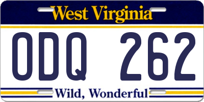 WV license plate ODQ262