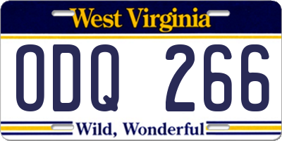 WV license plate ODQ266