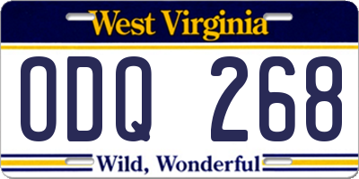WV license plate ODQ268